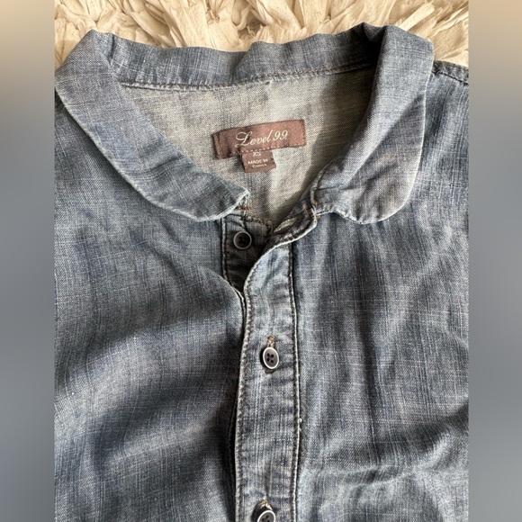 ANTHROPOLOGIE - LEVEL 99 chambray linen blend romper Sz XS/S - Picture 5 of 6